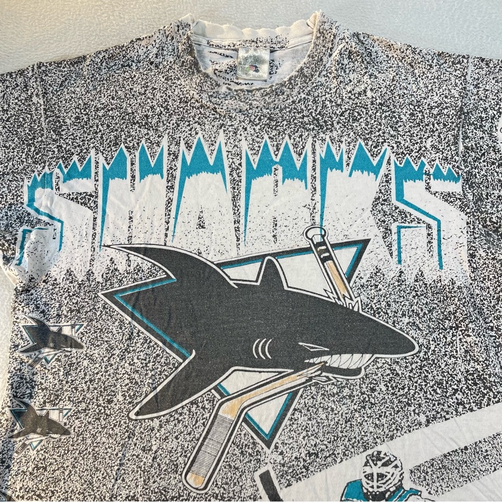 Vintage Single Stitch San Jose Sharks T Shirt Size Large